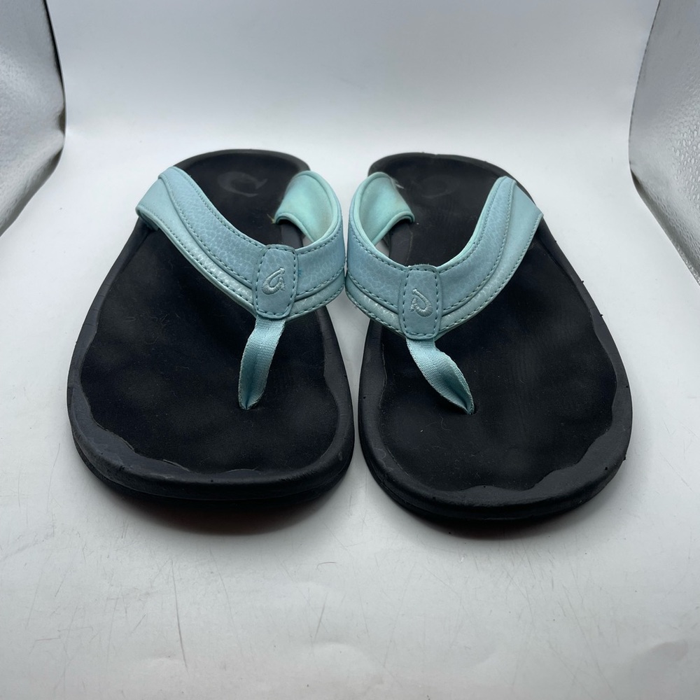 OluKai Women's Teal Black Flip Flop Sandals - Picture 6 of 9
